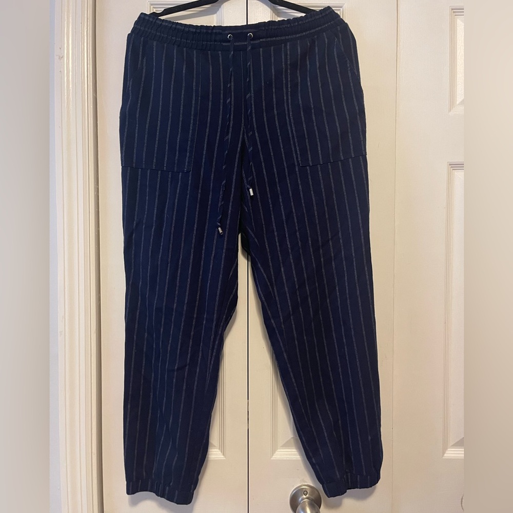 Nine West Navy Blue Drawstring Pants, Size Large